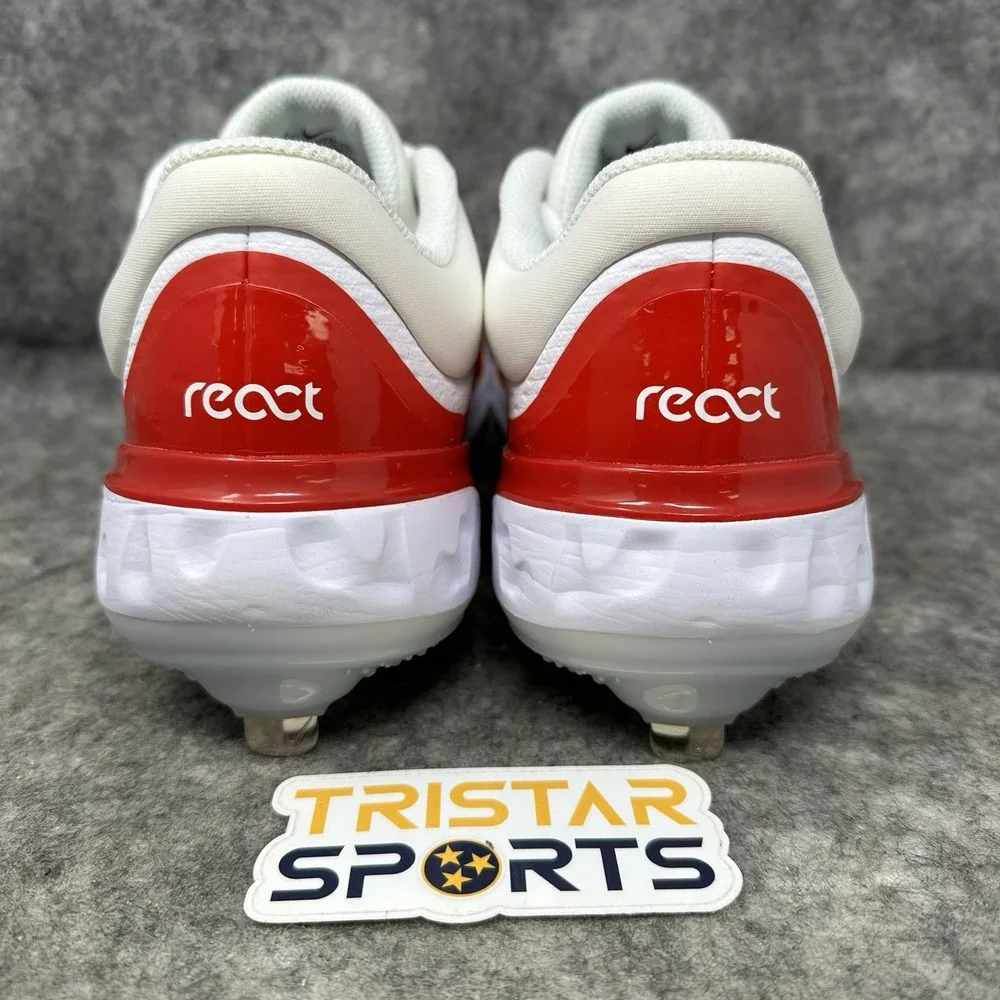 Nike Alpha Huarache Elite 4 Baseball Cleats Men Sz 14 White Red Low Metal
